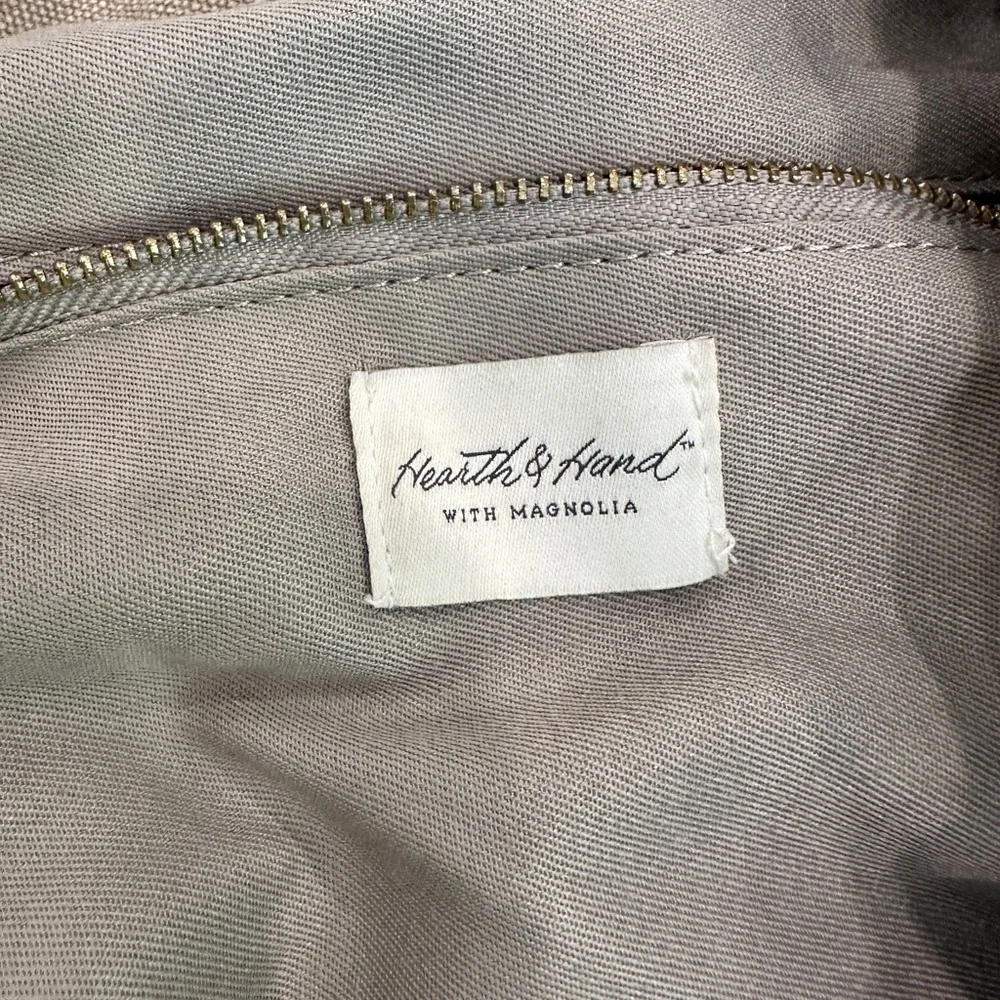 Hearth & Hand Magnolia Canvas Leather Two Tone Tote Bag MCB5252P - Picture 3 of 4